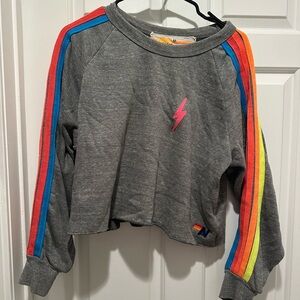 Aviator Nation Charcoal Sweatshirt with Vibrant Stripes